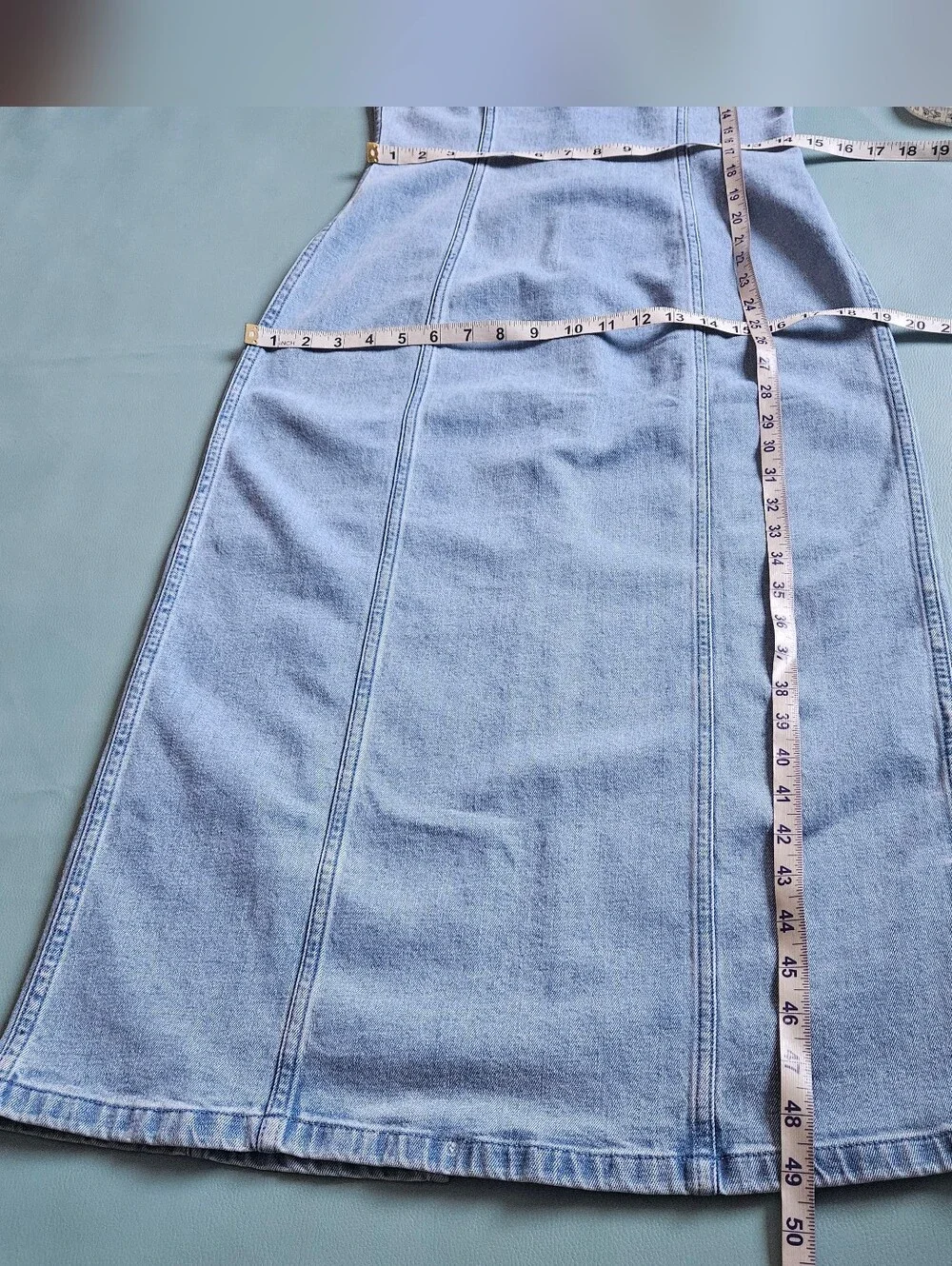 Abercrombie & Fitch Blue Denim Square Neck Sleeveless Column Midi Dress M - Picture 5 of 10